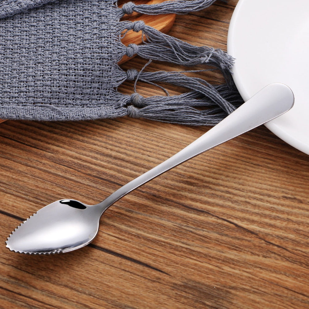 1Pc Thick Stainless Steel Grapefruit Spoon Dessert Spoon Serrated Edge useable 